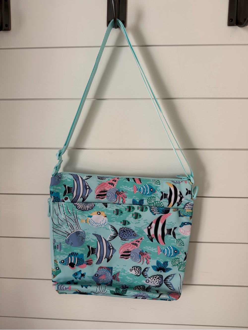 Vera Bradley ReActive Hipster Crossbody Paisley Wave Fish Pattern